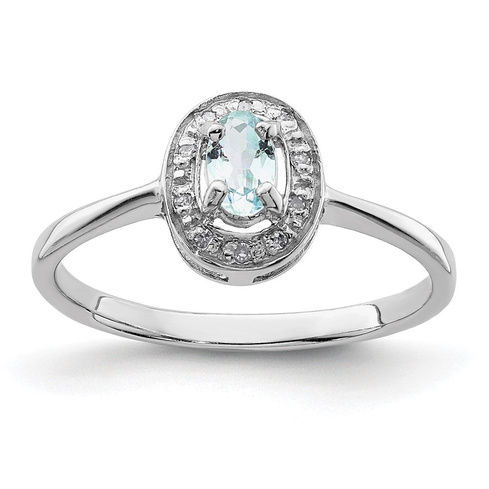 Sterlingsilber Rhodium Aqua & Diamant Ring