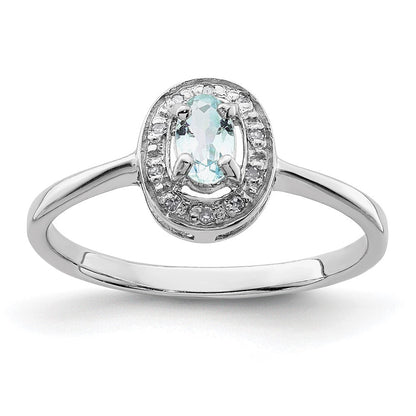 Sterlingsilber Rhodium Aqua & Diamant Ring