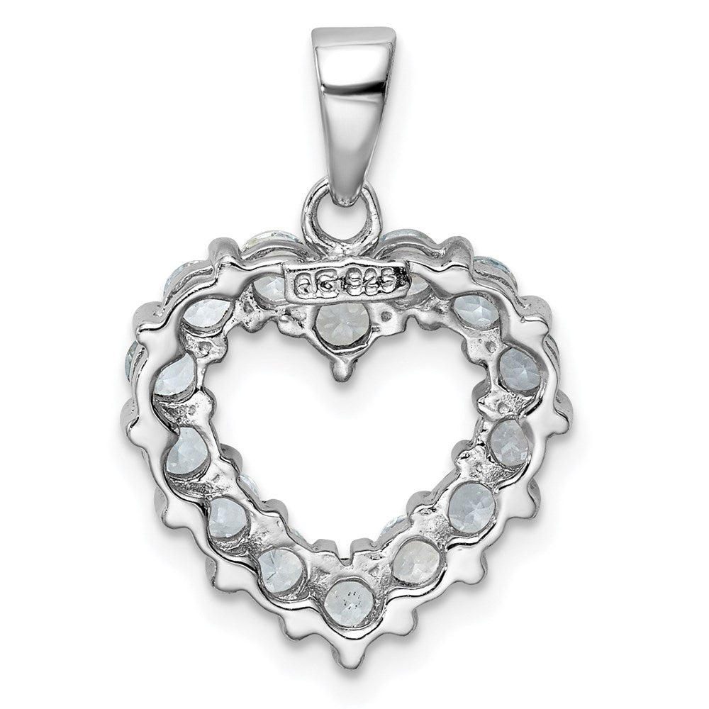 Sterlingsilber Rhodium Aqua Herz Anhänger