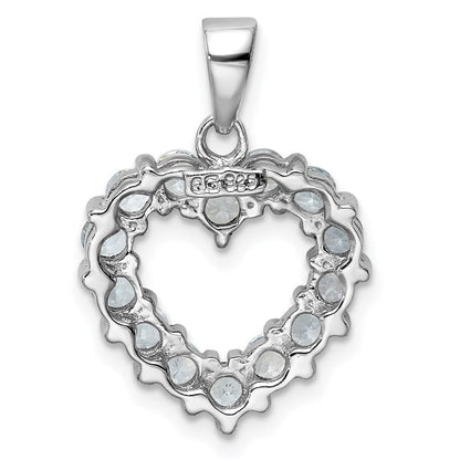 Sterlingsilber Rhodium Aqua Herz Anhänger