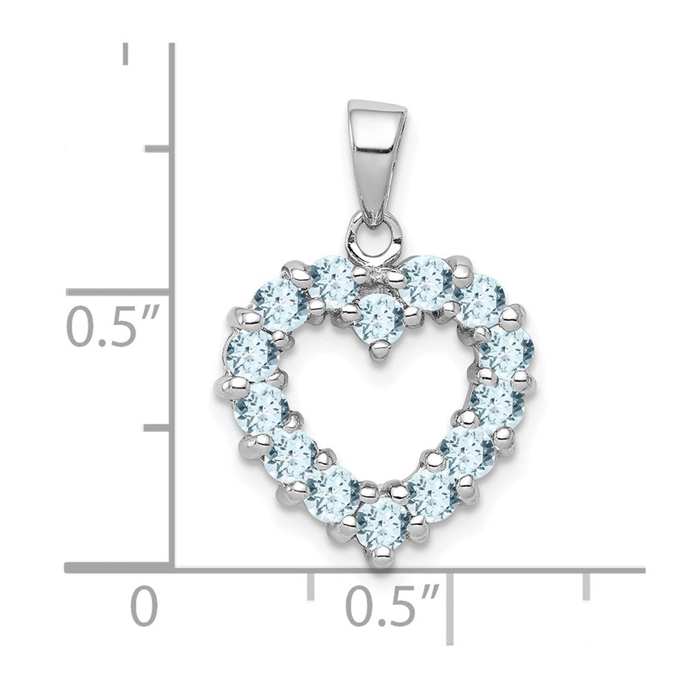 Sterlingsilber Rhodium Aqua Herz Anhänger
