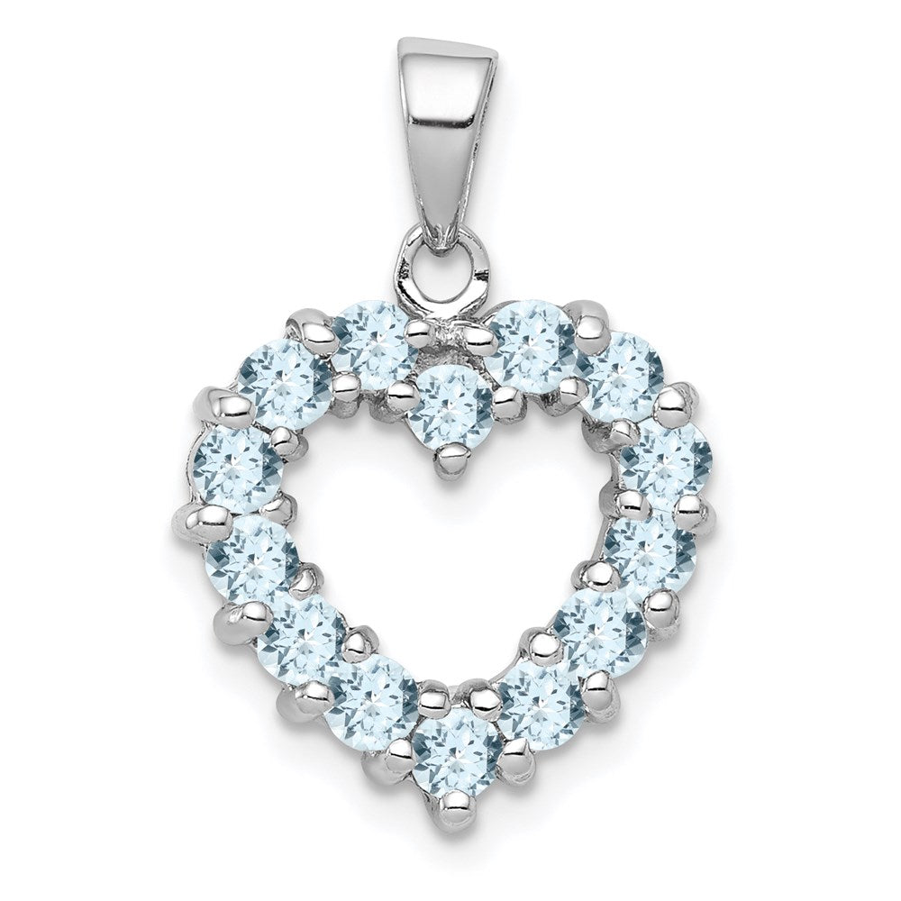 Sterlingsilber Rhodium Aqua Herz Anhänger
