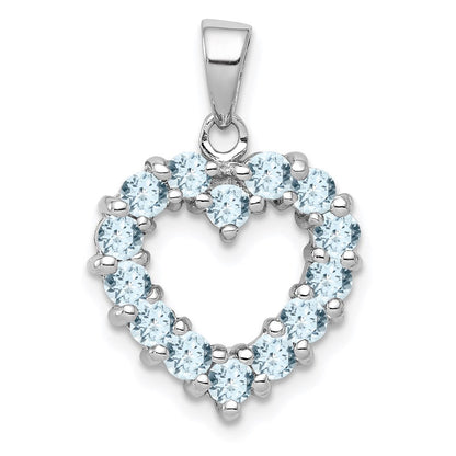 Sterlingsilber Rhodium Aqua Herz Anhänger