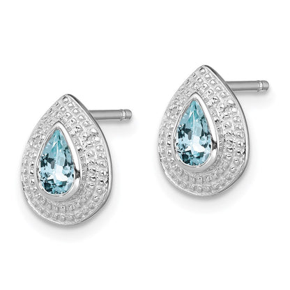 Sterlingsilber Rhodium Aqua & Diamant Ohrstecker