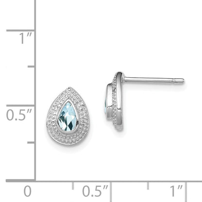 Sterlingsilber Rhodium Aqua & Diamant Ohrstecker