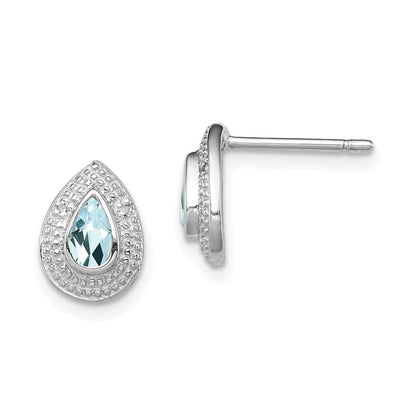 Sterlingsilber Rhodium Aqua & Diamant Ohrstecker
