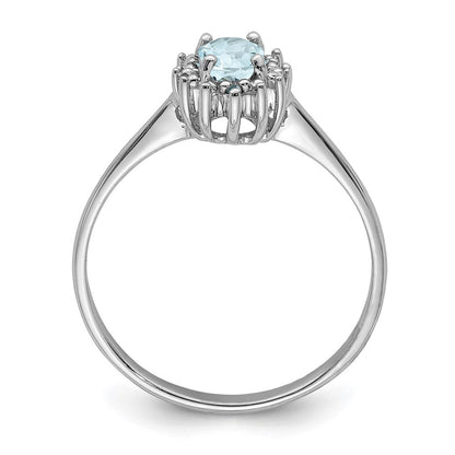 Sterlingsilber Rhodium Aquamarin Diamant Ring