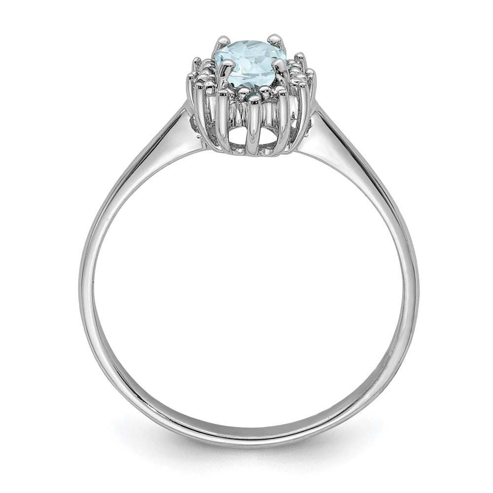 Sterlingsilber Rhodium Aquamarin Diamant Ring