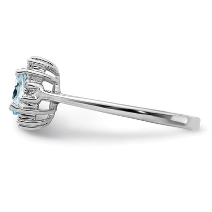 Sterlingsilber Rhodium Aquamarin Diamant Ring