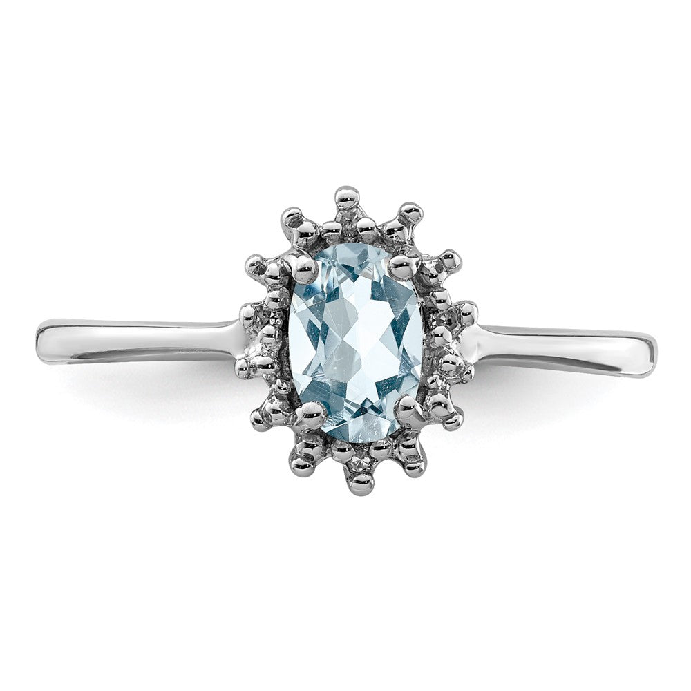 Sterlingsilber Rhodium Aquamarin Diamant Ring