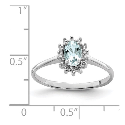 Sterlingsilber Rhodium Aquamarin Diamant Ring