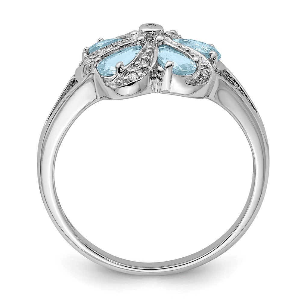Sterlingsilber Rhodium Aquamarin Diamant Ring