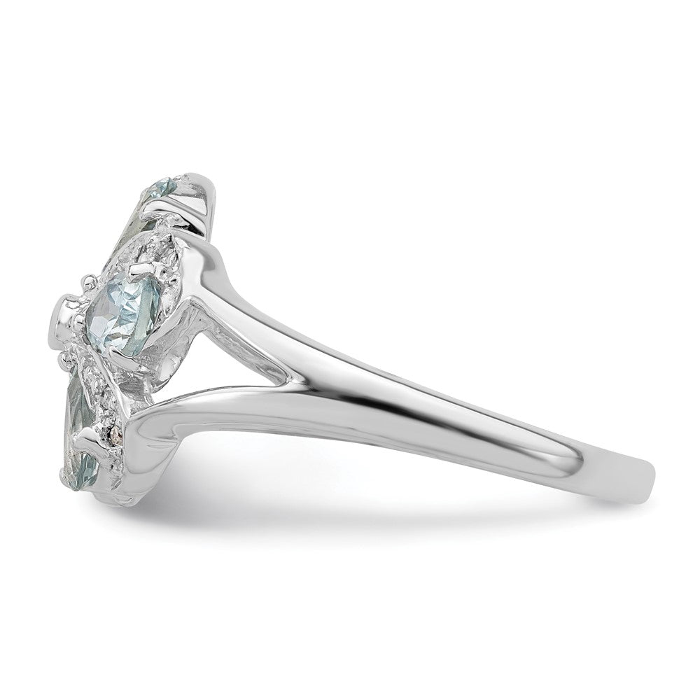 Sterlingsilber Rhodium Aquamarin Diamant Ring