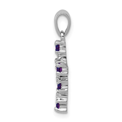 Sterlingsilber Rhodiniert Amethyst und Diamant Akzente Kreuz Anhänger