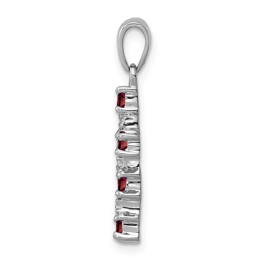 Sterlingsilber Rhodiniert Granat & Diamant Akzente Kreuz Anhänger