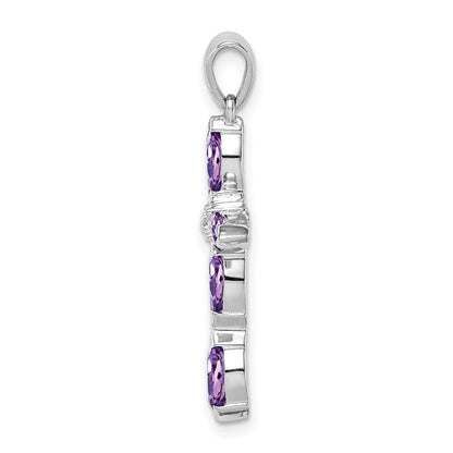 Sterlingsilber Rhodiniert Amethyst Diamant Anhänger