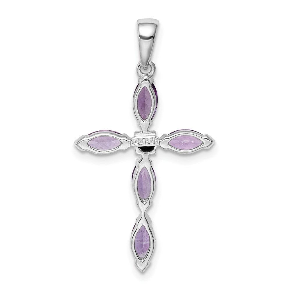 Sterlingsilber Rhodiniert Amethyst Diamant Anhänger