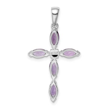 Sterlingsilber Rhodiniert Amethyst Diamant Anhänger