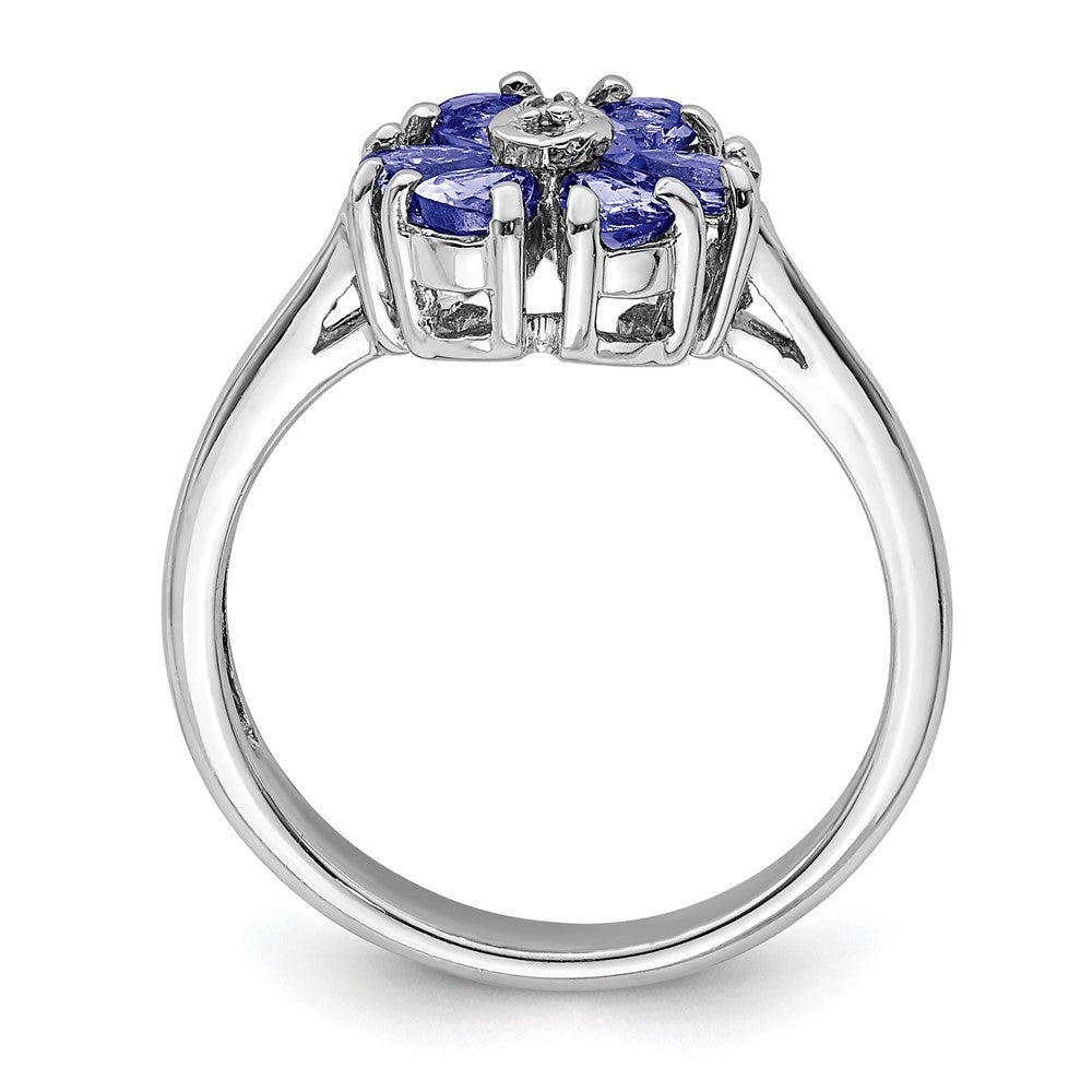 Sterlingsilber Rhodium Tansanit & Diamant. Ring