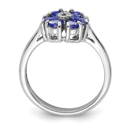 Sterlingsilber Rhodium Tansanit & Diamant. Ring
