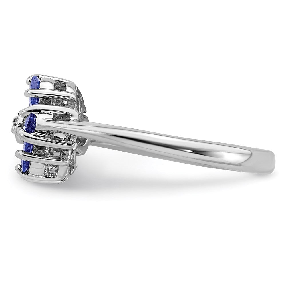 Sterlingsilber Rhodium Tansanit & Diamant. Ring