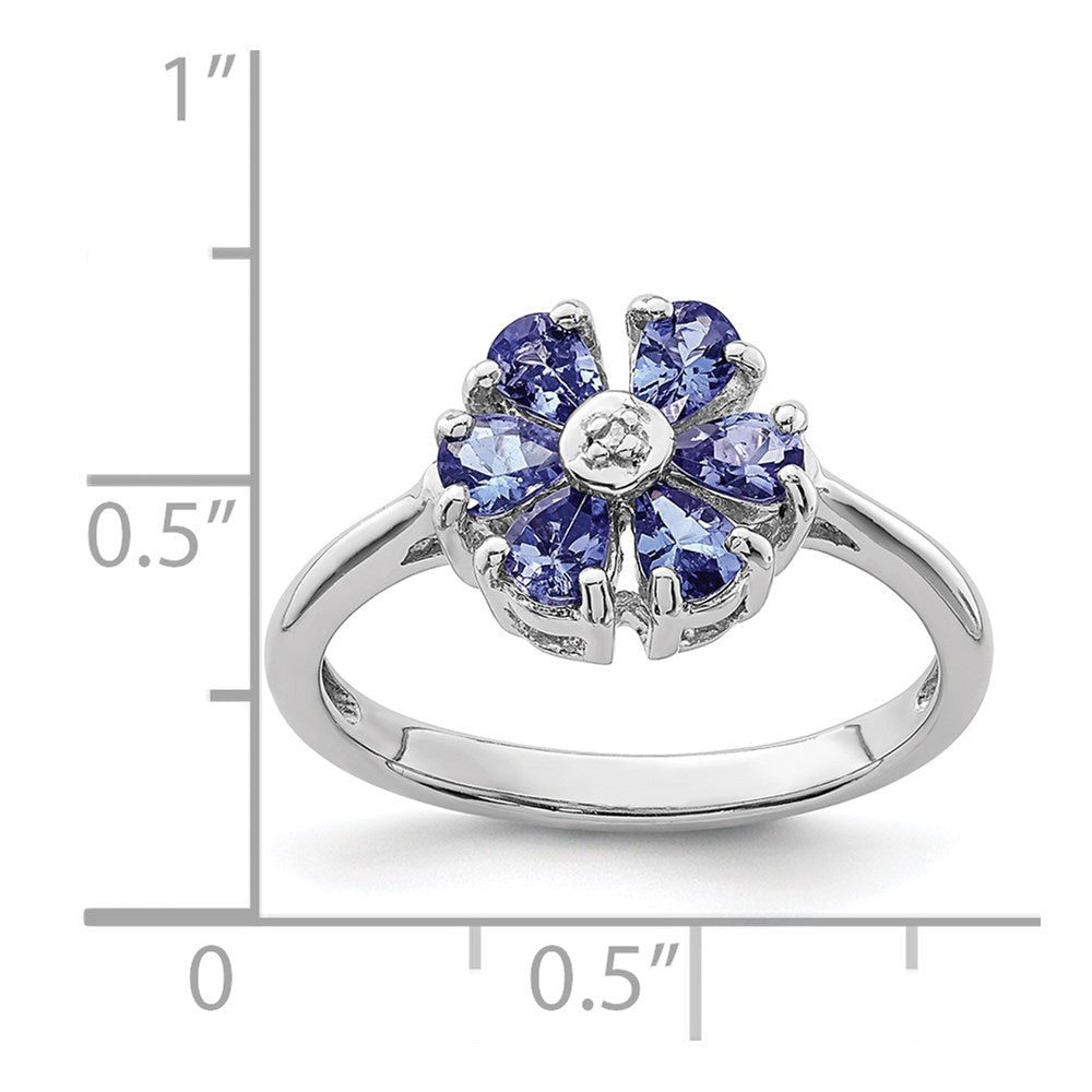 Sterlingsilber Rhodium Tansanit & Diamant. Ring