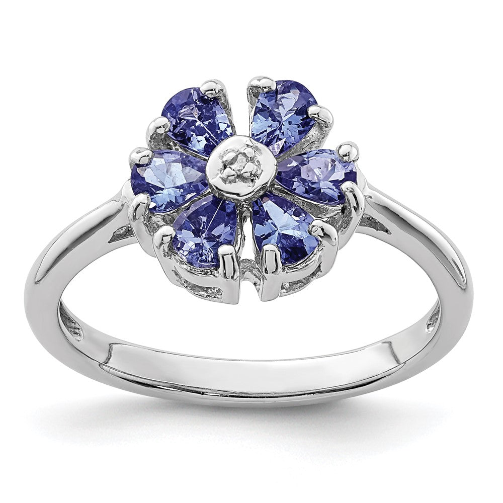 Sterlingsilber Rhodium Tansanit & Diamant. Ring