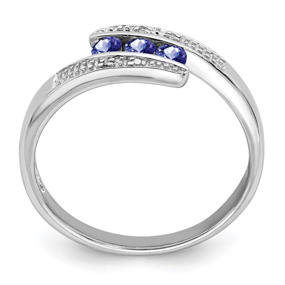 Sterlingsilber Rhodium Tansanit & Diamant. Ring