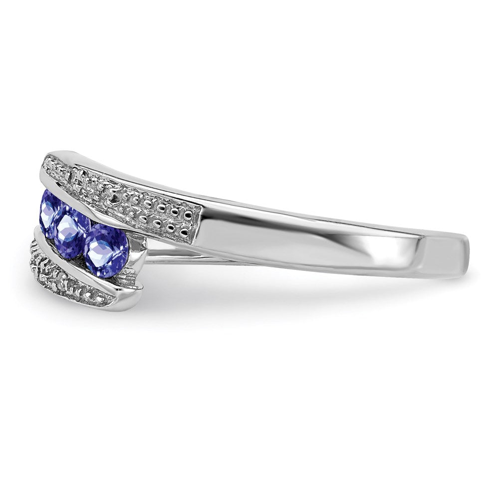 Sterlingsilber Rhodium Tansanit & Diamant. Ring