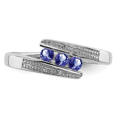 Sterlingsilber Rhodium Tansanit & Diamant. Ring