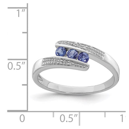 Sterlingsilber Rhodium Tansanit & Diamant. Ring