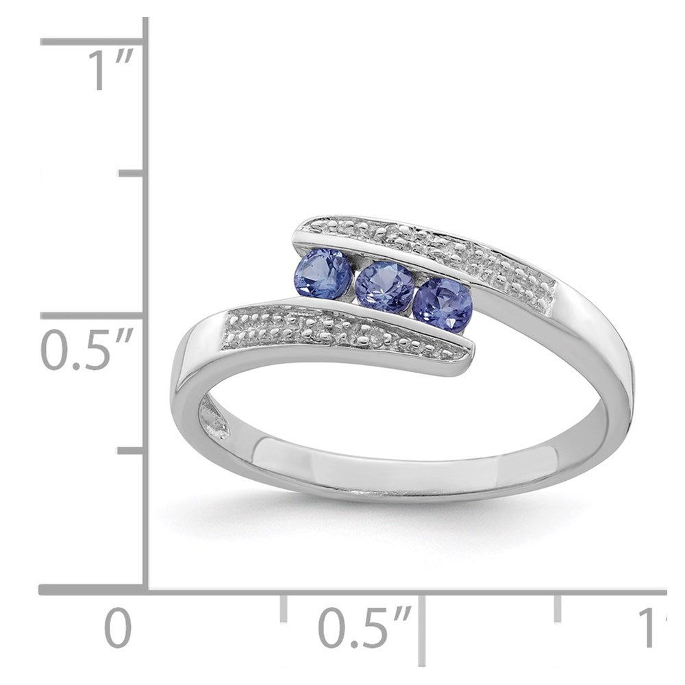 Sterlingsilber Rhodium Tansanit & Diamant. Ring
