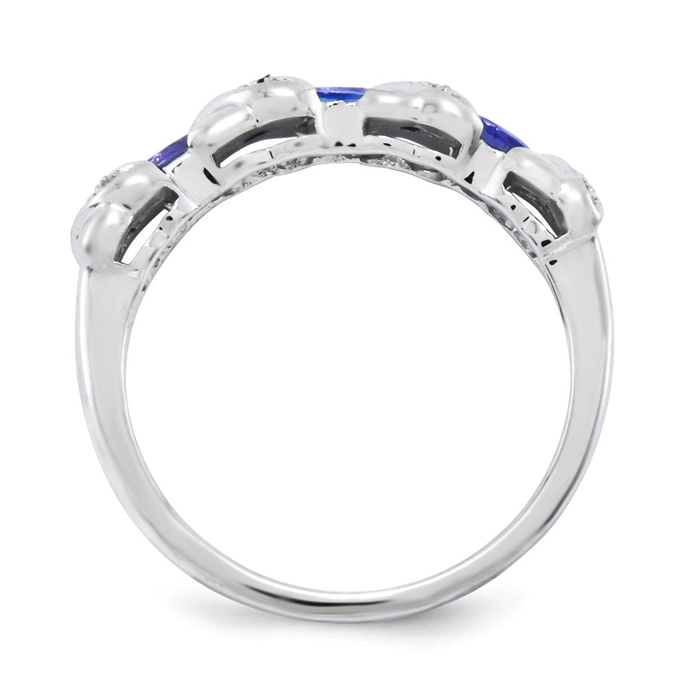 Sterlingsilber Rhodium Tansanit & Diamant. Ring