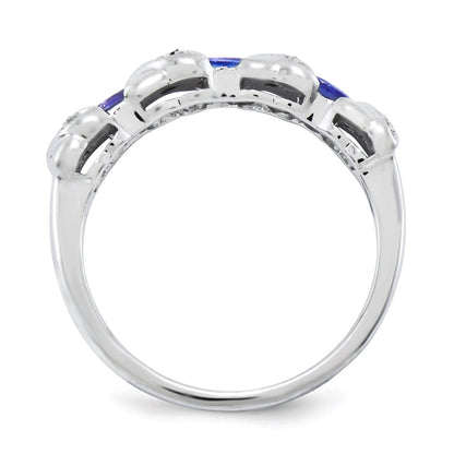 Sterlingsilber Rhodium Tansanit & Diamant. Ring