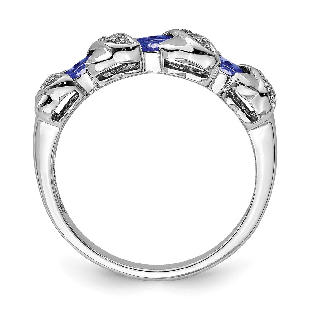 Sterlingsilber Rhodium Tansanit & Diamant. Ring