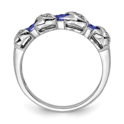 Sterlingsilber Rhodium Tansanit & Diamant. Ring