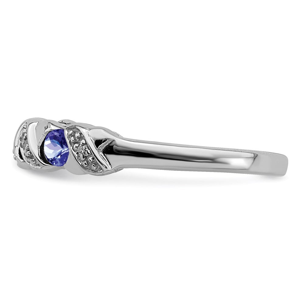 Sterlingsilber Rhodium Tansanit & Diamant. Ring