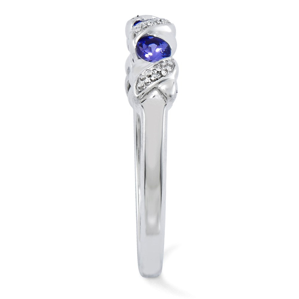 Sterlingsilber Rhodium Tansanit & Diamant. Ring