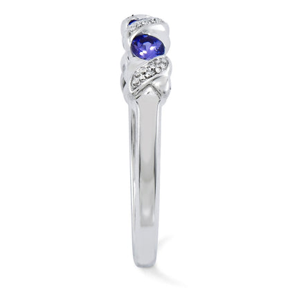 Sterlingsilber Rhodium Tansanit & Diamant. Ring