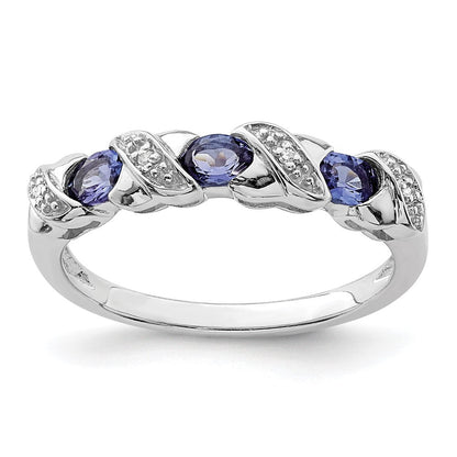 Sterlingsilber Rhodium Tansanit & Diamant. Ring