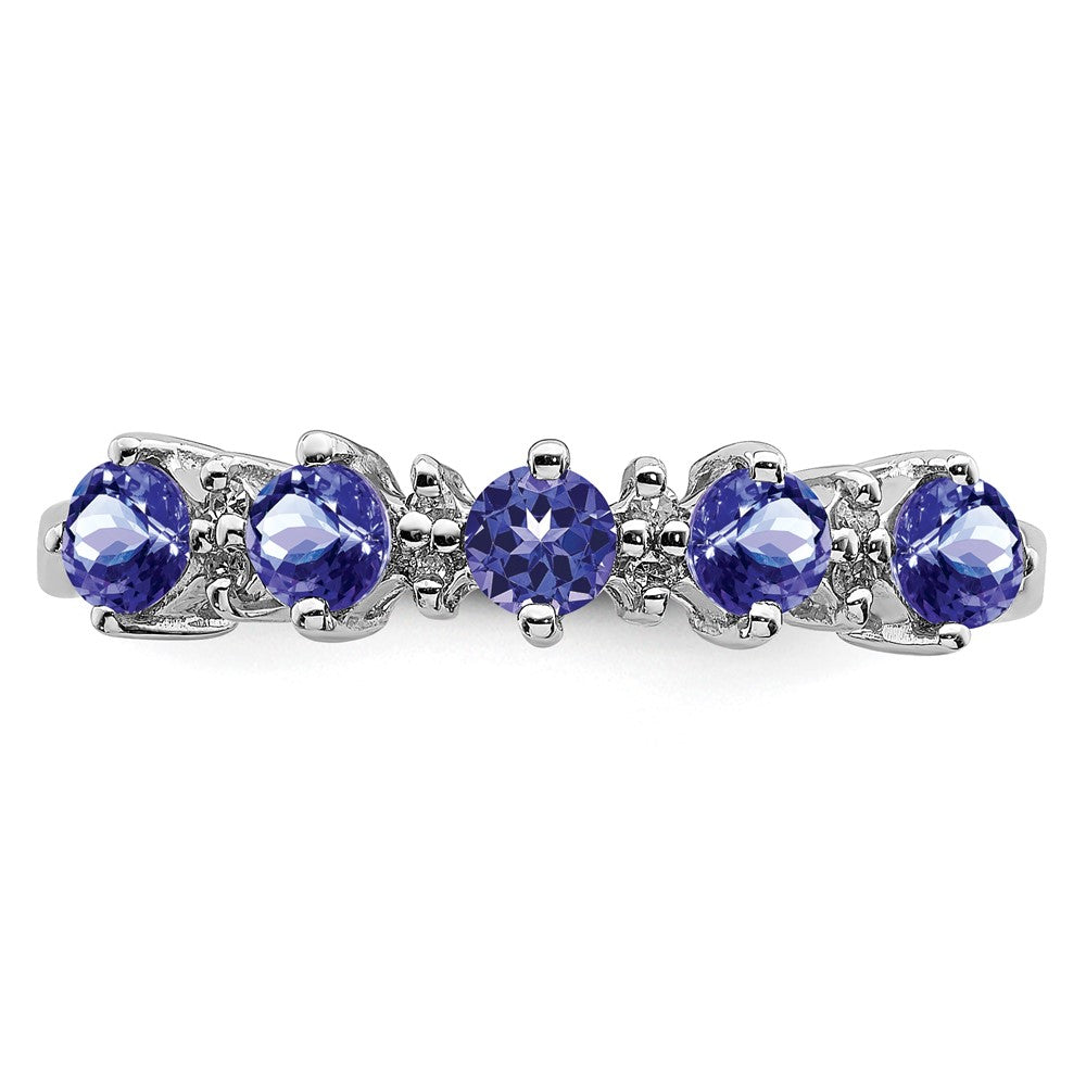 Sterlingsilber Rhodium Tansanit & Diamant. Ring