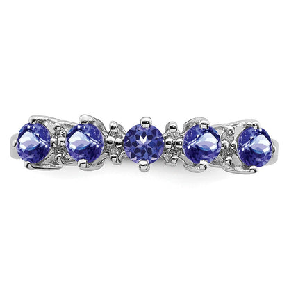 Sterlingsilber Rhodium Tansanit & Diamant. Ring