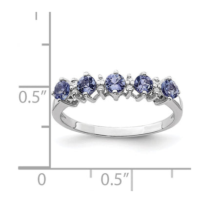 Sterlingsilber Rhodium Tansanit & Diamant. Ring