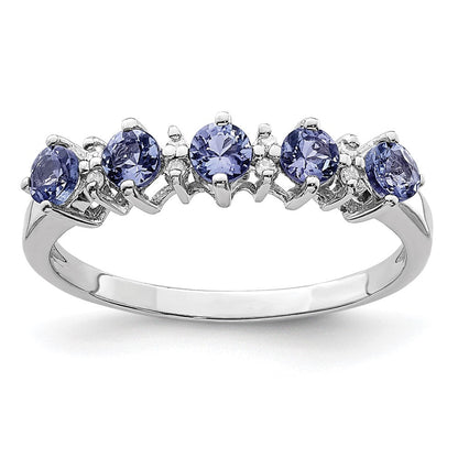 Sterlingsilber Rhodium Tansanit & Diamant. Ring