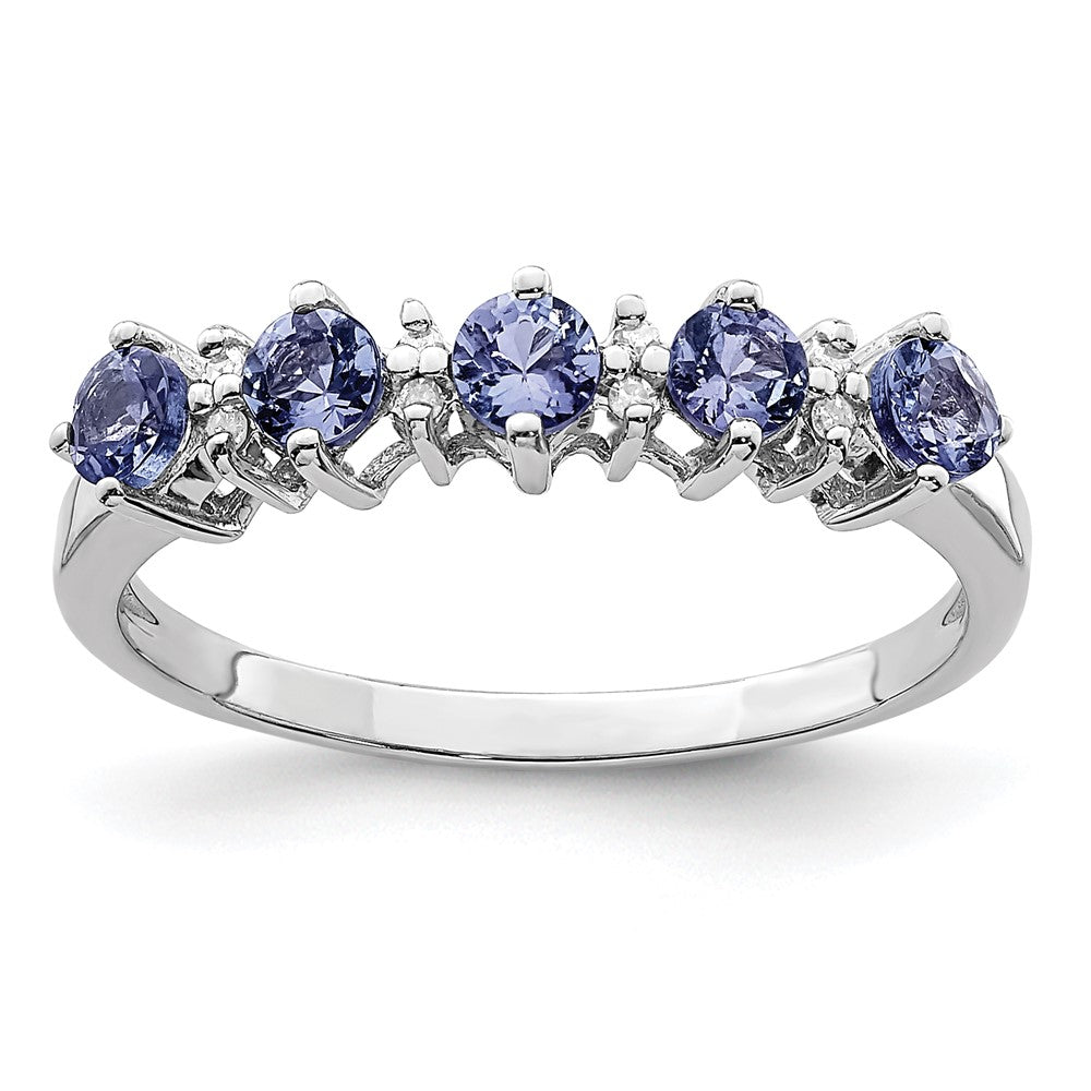 Sterlingsilber Rhodium Tansanit & Diamant. Ring