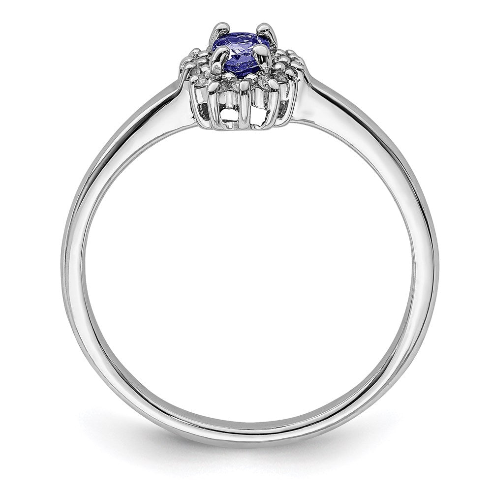 Sterlingsilber Rhodium Tansanit & Diamant. Ring