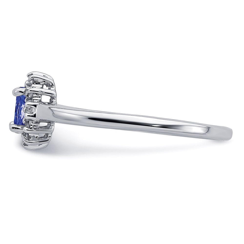 Sterlingsilber Rhodium Tansanit & Diamant. Ring