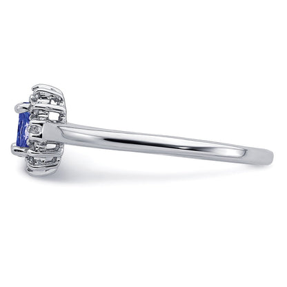 Sterlingsilber Rhodium Tansanit & Diamant. Ring