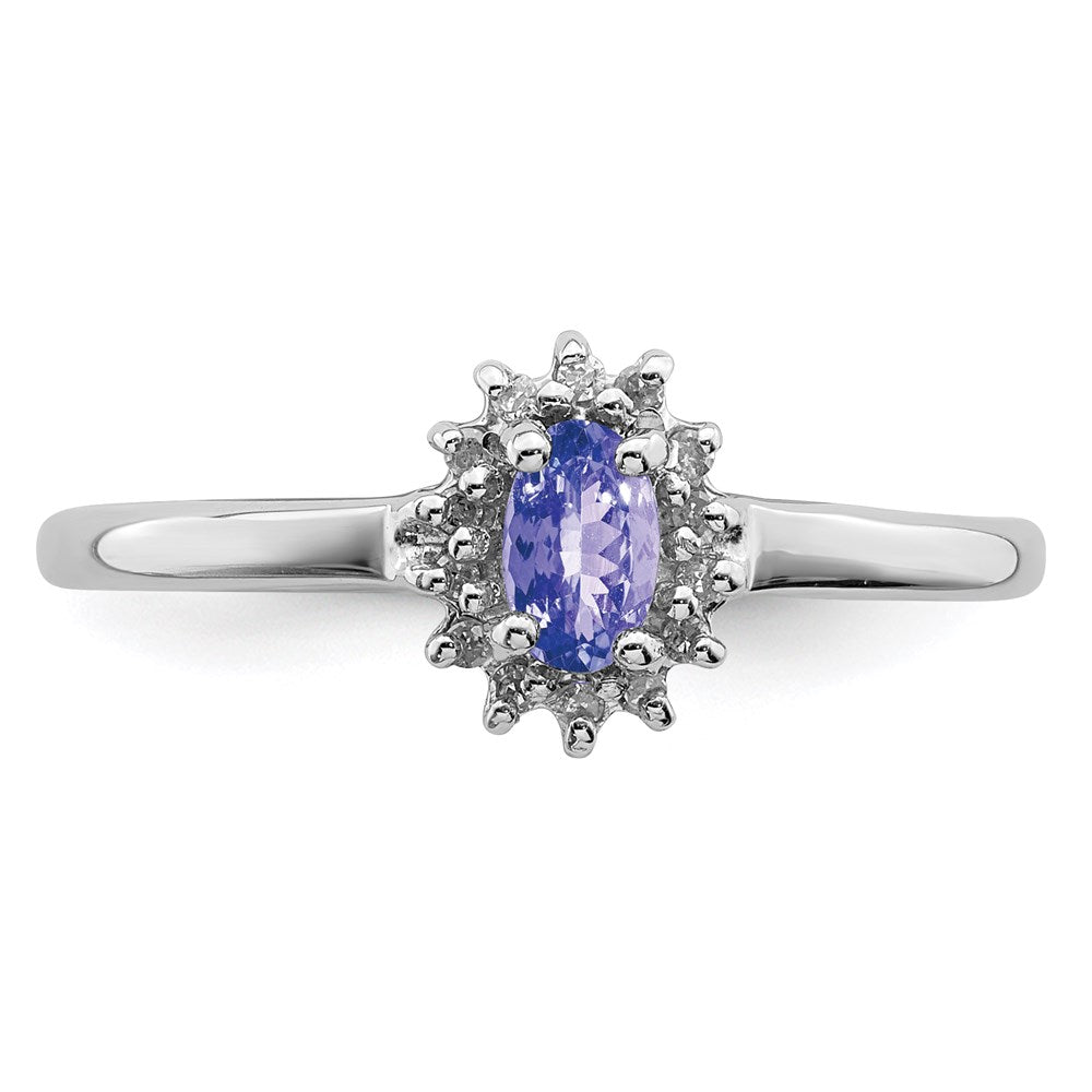 Sterlingsilber Rhodium Tansanit & Diamant. Ring