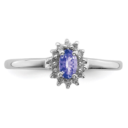 Sterlingsilber Rhodium Tansanit & Diamant. Ring
